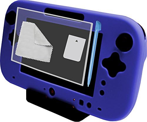 Reliable Home Products – Protective Case, Screen & Stylus - for Gamepad Nintendo Wii U – Anti-Glare Screen Protector - Silicone Cover - Large Game Pad Controller/Remote Skin – 3 Pack Blue