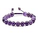 AD Beads Natural 10mm Gemstone Bracelets Healing Power Crystal Macrame Adjustable 7-9 Inch (Amethyst)
