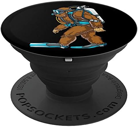 Cool Bigfoot Sasquatch Scuba Diving Divers Funny Black Gifts - PopSockets Grip and Stand for Phones and Tablets