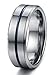 Tungary Jewelry 8mm Mens Tungsten Carbide Wedding Band Engagement Groove Blue Line High Polish Size 7-14