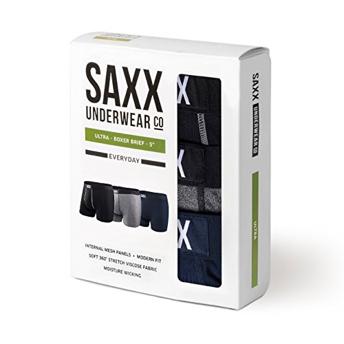 Saxx Ultra Boxer Brief 3-Pack, L, Navy/Black/Grey