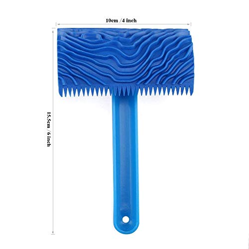 Paint Brush Wood Graining Pattern Tool Blue Wall Painting Roller 4 Inch Rubber Wall Painting Decoration DIY Tool
