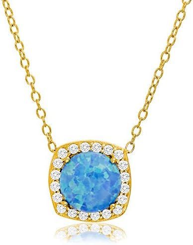 Special Offer Sterling Silver Cubic Zirconia Created Opal Square Halo Necklace