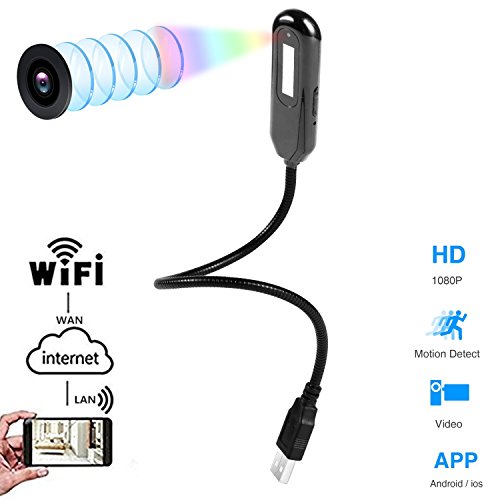 Click Here to See More Images Wifi Hidden Camera,1080P Desk lamp Motion Detection Wireless WiFi Nanny Cam Home Security Camera App Remote Video View