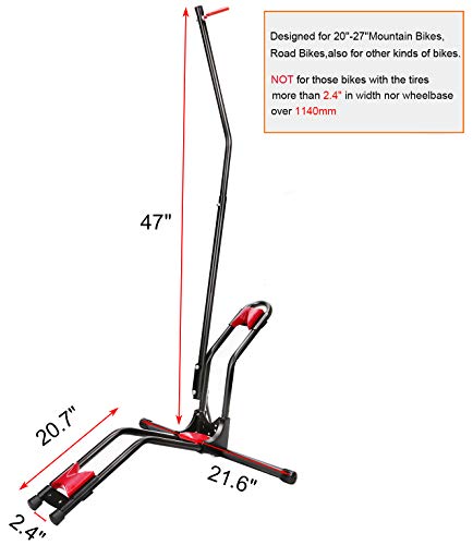 Dirza Bike Stand Vertical and Horizontal Bike Floor Stand - Storage Bike Indoor - Free Up Floor Space in Office/Studio Apartment - No Drilling Required Black