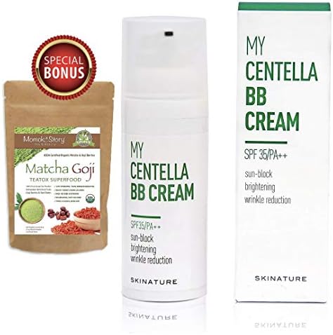 Anti-Aging Centella Herbal Moisturizer Makeup BB Cream | Sun Block SPF 30 Hydrating Spectrum Foundation | 4-1 Skin Tone Radiant Conceal Balm | Medium Light | 1.78oz/50ml -Momoko Story