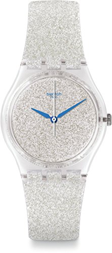 Swatch ge250 snowshine silver silicone strap watch
