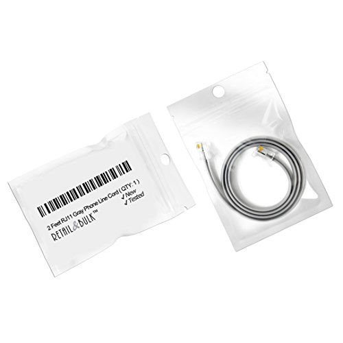 image for RetailAndBulk 2 Feet Premium Quality Telephone Cable, RJ11 Male to Mal