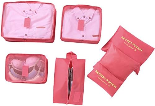 7 Set Travel Storage Bags Multi-functional Clothing Sorting Packages,Travel Packing Pouches, Luggage Organizer Pouch Waterproof (red)