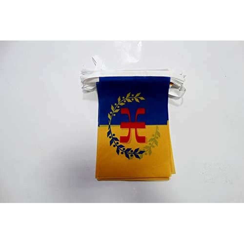 AZ FLAG Kabylie GPK Bunting Flag, 20 Ft Garland 20 Small Berber Kabylia Flags 8'' x 6'', 100% Polyester String Pennant, 6 meters