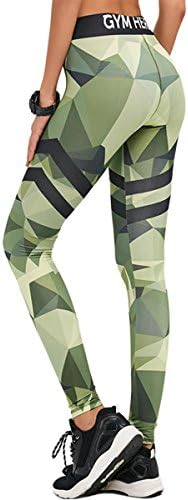 Edove Women Contrast Color Yoga Pants Capris Activewear Exercise Running Leggings Ankle Tights (Small, Green)