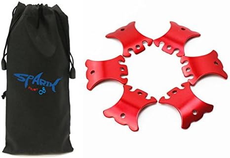 SPARIK ENJOY (TM) Red 6 pcs Ultralight Aluminum Guyline Cord Adjuster for Tent Pegs Camping Hiking Backpacking Outdoor Activity come with Pouch, Tortoise Shell Style