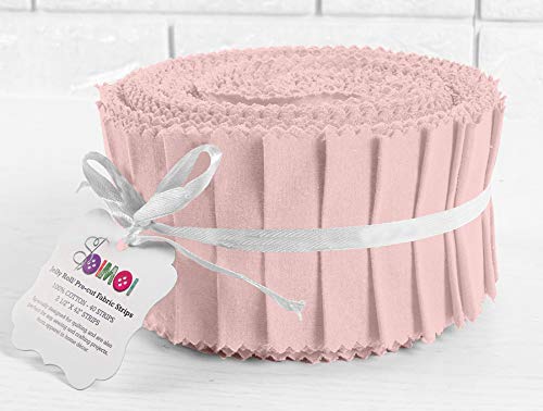 Soimoi 40Pcs Solid Pale Pink Precut Fabrics Strips Roll Up 2.5 Inches Cotton Jelly Rolls for Quilting