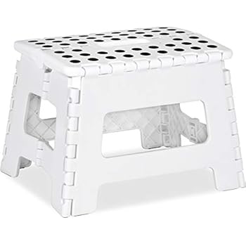 Utopia Home Foldable Step Stool for Kids - 11 Inches Wide and 9 Inches Tall - White and Black - Holds Up to 300 lbs - Lightweight Plastic Design