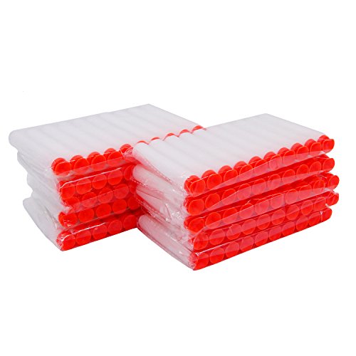 EKIND 200 Pcs Suction Darts Refill Pack Foam Bullet Compatible for NERF N-Strike Series Blaster (Glow at Dark, White)