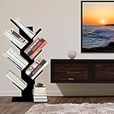 Libreria Mondeer Ad Albero – Scaffale Moderno 8 Ripiani In Legno, Autoportante, Marrone, 40x20x127 Cm