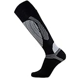 Elite Wool Race Ski Socks - Warm Comfortable Ski Socks, Snowboard Socks - Merino Wool Ski Socks - PureAthlete (Black/Silver, S/M)