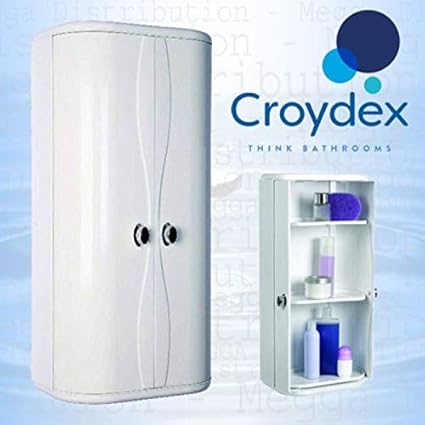 Croydex Bathroom Cabinet Pure Gloss White Plastic Rotating Double