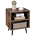 VASAGLE Nightstand, End Table with 2 Open Compartments and Pinewood Legs, Beside Table for Bedroom, 19.7 x 15.7 x 22.8 Inches, Rustic Brown ULET72BX