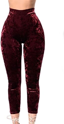 Simgahuva Womens Velvet Soft Leggings Stretchy High Waist Capri Pants