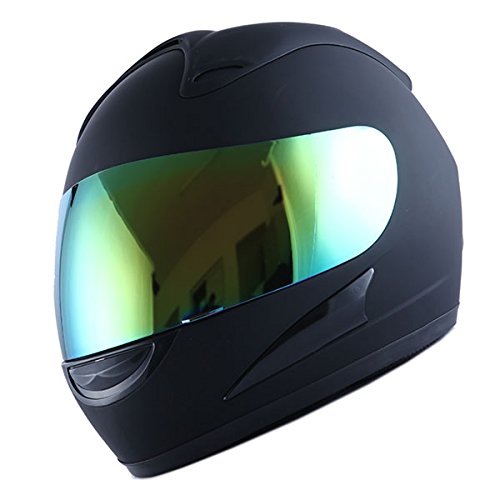 WOW Motorcycle Full Face Helmet Street Bike Matt Black - Thumbnail 2