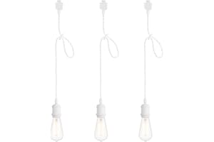 mirrea H Type White Track Lighting Pendant with E26 Socket Cord Adjustable Pack of 3 (2 feet)