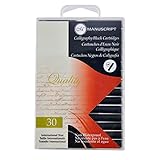 Manuscript Pen MC0401CB Fountain Pen Ink Calligraphy Cartridges, Black, 30-Pack