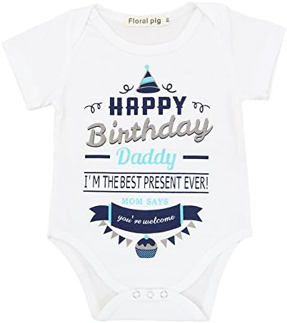 VIEWIM Newborn Baby Boys Girls Happy Birthday Daddy Dad's Gift Romper Bodysuit Outfits