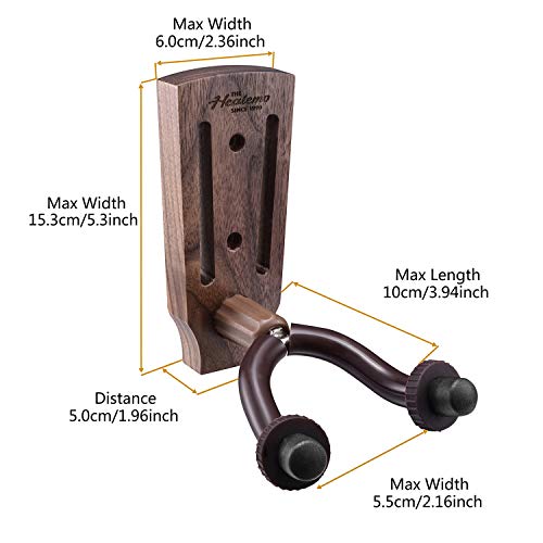 Guitar Wall Mount, Black Walnut Guitar Wall Hanger, Guitar Hook Stand Accessories for Acoustic Electric Bass Ukulele Guitar Holder (3 Pack)