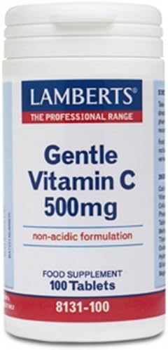 Lamberts Gentle Vitamin C 500mg - Gentle on Stomach - 100 Vegan Tablets, 1 count (Pack of 100)