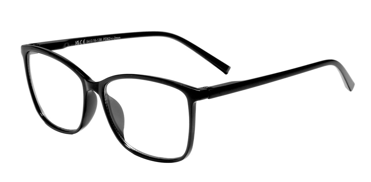 Bifocal Reading Glasses Large Rectangle Frame Black Spring Hinges Mens Womens & Case +1.50 | ZA31BF