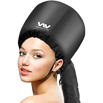 Bonnet Hood Hair Dryer Attachment Set - Soft Adjustable Hooded Bonnet for Hand Held Hair Dryer - Mask Cap for Drying Styling Curling Deep Conditioning, Hair Rollers Included