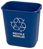 Carlisle 342928REC14 Plastic Recycle Deskside Wastebasket, 28 Quart, Blue