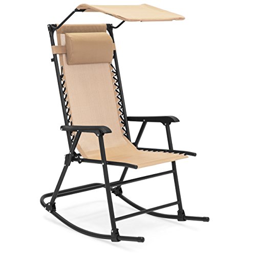Best Choice Products Foldable Zero Gravity Rocking Patio Recliner Chair w/ Sunshade Canopy ̵ ...