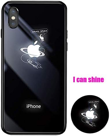 Glowing Phone Case for iphoneX/XR/XS/Xs Max/7/8/7plus/8plus, LED Light iPhone Case Glowing Light Up Logo Case Illuminate Covers Tempered Glass Back Cover Protective Case