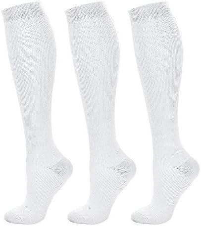 Compression Socks Women 15-20 mmHg (3 Pairs) Mens Best Stockings for Running Medical Athletic Edema Diabetic Varicose Veins Travel Pregnancy Shin Splints(White, Small/Medium)