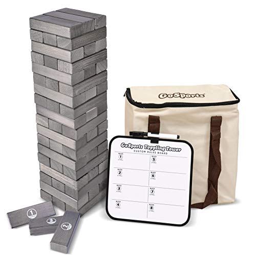 GoSports 3 ft Large Wooden Toppling Tower - Includes Bonus Rules with Gameboard - Choose Your Style
