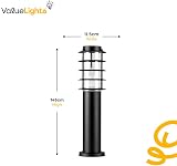 MiniSun Pair Modern Outdoor IP44 Black Stainless Bollard Lantern Posts view 4