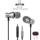 Ephone In-Ear Earbuds Headphones, Metal Magnetic Housing and Wired Bass Stereo Headsets, Earphones with Microphone Apply to 3.5mm Audio Jack - Black