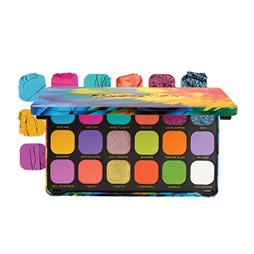 Makeup Revolution | Paleta de sombras de ojos Forever Flawless | Bird of Paradise | 18 sombras | 19,8 g, Carboncillo