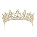 SWEETV Princess Crown CZ Crystal Pageant Queen Tiara Bridal Wedding Headpiece Women Hair Jewelry, Gold+Clear