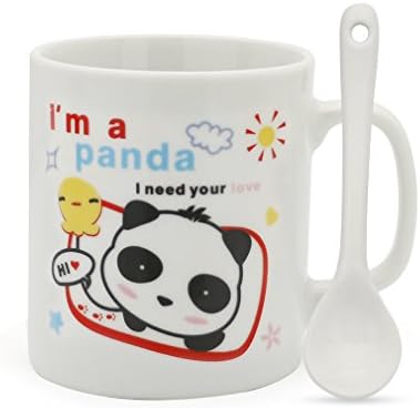 Teagas Mini Cute Panda Ceramic Coffee Mug with Spoon for Children Kids Cousins 200ML