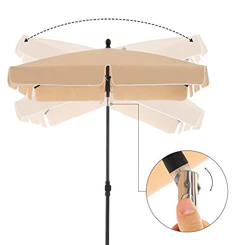 SONGMICS Sonnenschirm 180 x 125 cm, Balkonschirm UPF 50+, Sonnenschutz, beidseitig um 30° knickbar, höhenverstellbar… – Bild 5