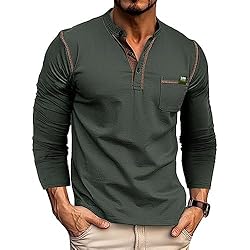 Men's Fashion Henley Shirt Classic Short/Long