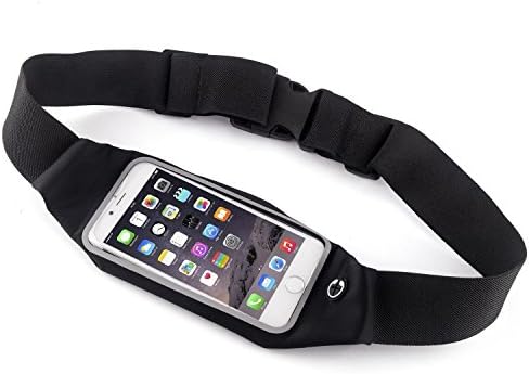 Running Belt Waist Pack with Zipper for iPhone 6, 6S, 6 Plus, 6S Plus, Samsung Galaxy S5, S6, S7,Edge, Note 3, 4, 5, LG G3 G4 G5 with OtterBox/ LifeProof Waterproof Case (black)