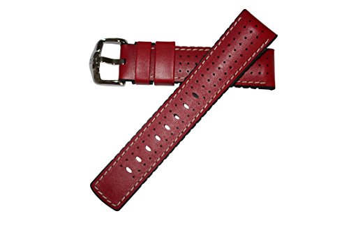HIRSCH HHirsch Tiger Calf Leather Watch Strap - Performance Caoutchouc Core - 18mm, 20mm, 21mm, 22mm, 24mm - Length - Attachment Width/Buckle Width - Quick Release Watch Band