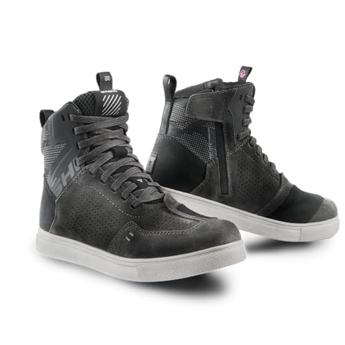 SHIMA REBEL 2.0 Chaussure Moto Femme Cuir Ventiles Homologue Sneakers Protection Chevilles Fermeture Éclair Laterale Semelle Antiderapante Basket Éte Trail Bottes (Femmes, Ventile Gris, 41)