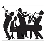 Beistle Party Decorations, Whit 52178 20's Jazz Band Insta-Mural, 5' x 6' (Black/White), 5x6