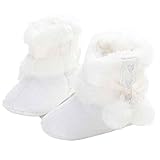 Voberry Baby Toddler Girls Knit Soft Winter Warm Snow Boot Fur Trimmed Pom Pom Boots (12~18 Month, White 2)