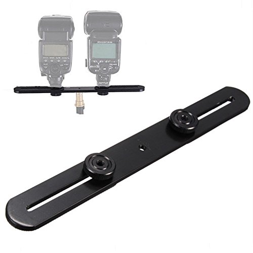 Lonker Dual Flash Bracket Tripod Mount for 1/4" Screw Studio Video Light Stand External Flashlight Speedlite Camera ( Without Hot Shoe Socket)